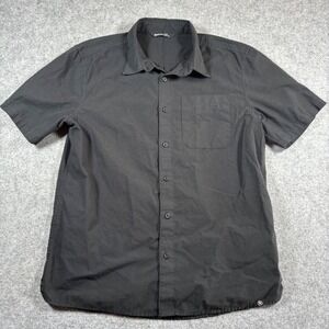 Backcountry Mens Short Sleeve Button Down Shirt Black BCCZ2YN Size Medium
